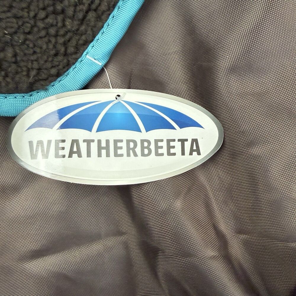 WeatherBeeta NEW Windbreaker Deluxe Dog Coat Fleece Lined Brown Aqua Large 28" - Picture 5 of 10